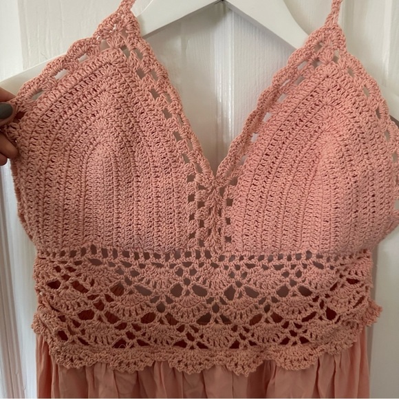 Pink Crochet Halter Maxi Dress - Picture 2 of 12